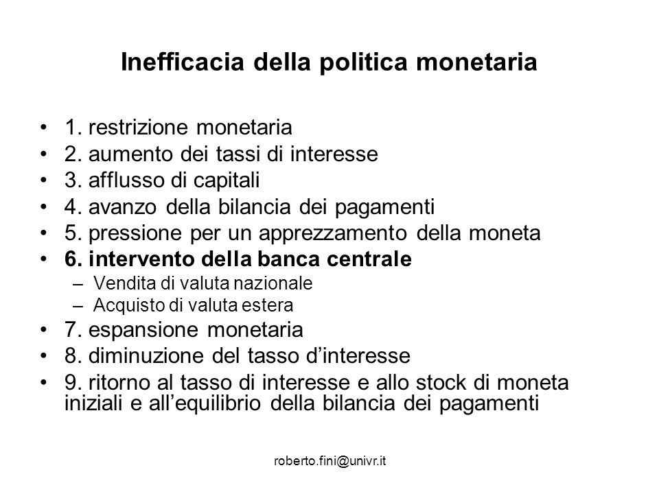 Inefficacia della politica monetaria