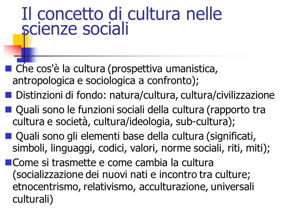 Il concetto di cultura nelle scienze sociali