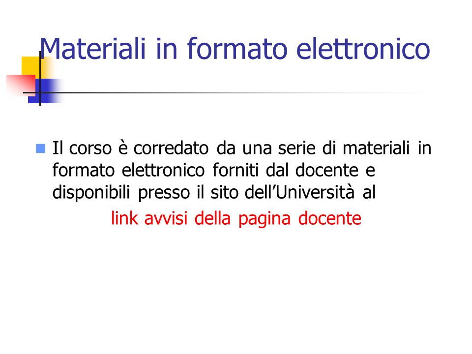 Materiali in formato elettronico