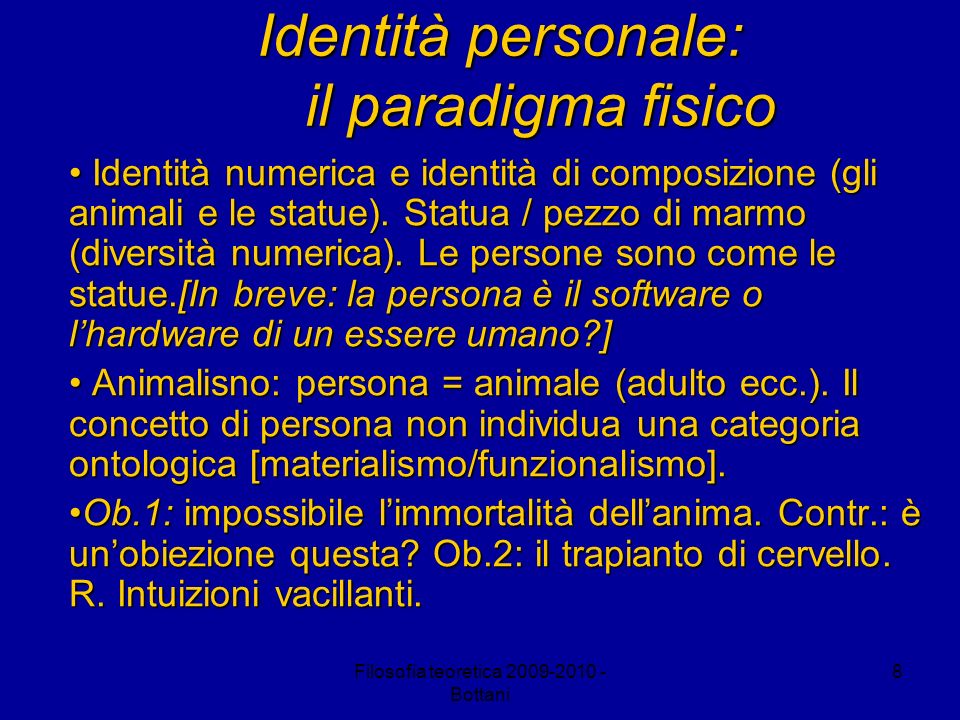 Identità personale: il paradigma fisico
