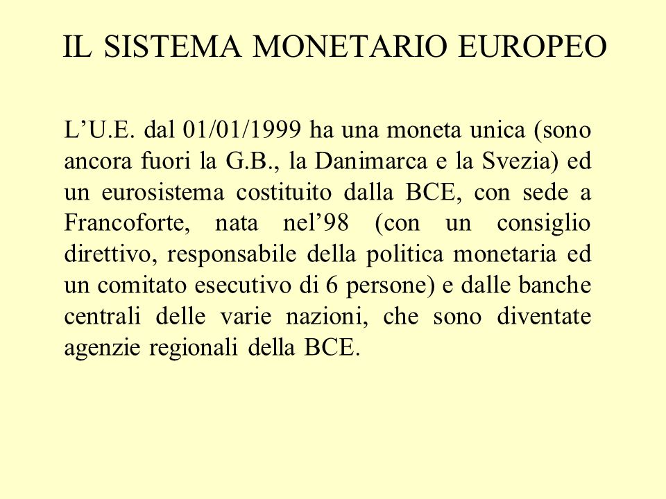 il sistema monetario europeo