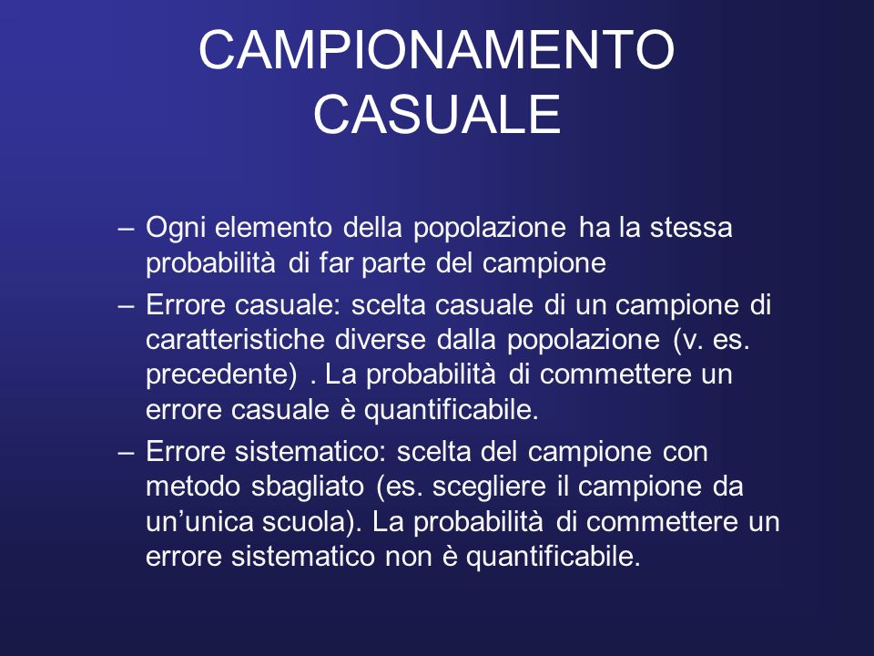 CAMPIONAMENTO CASUALE