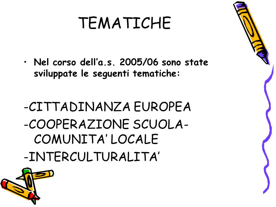 TEMATICHE -CITTADINANZA EUROPEA -COOPERAZIONE SCUOLA-COMUNITA’ LOCALE
