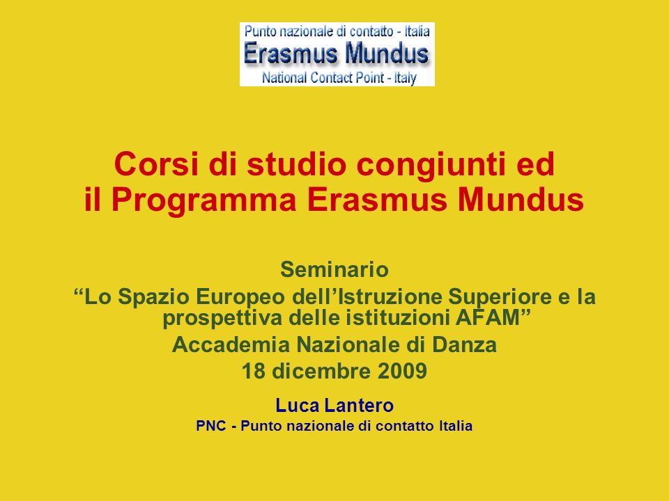 Corsi di studio congiunti ed il Programma Erasmus Mundus