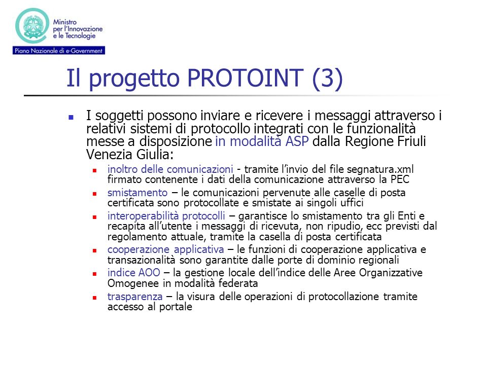 Il progetto PROTOINT (3)