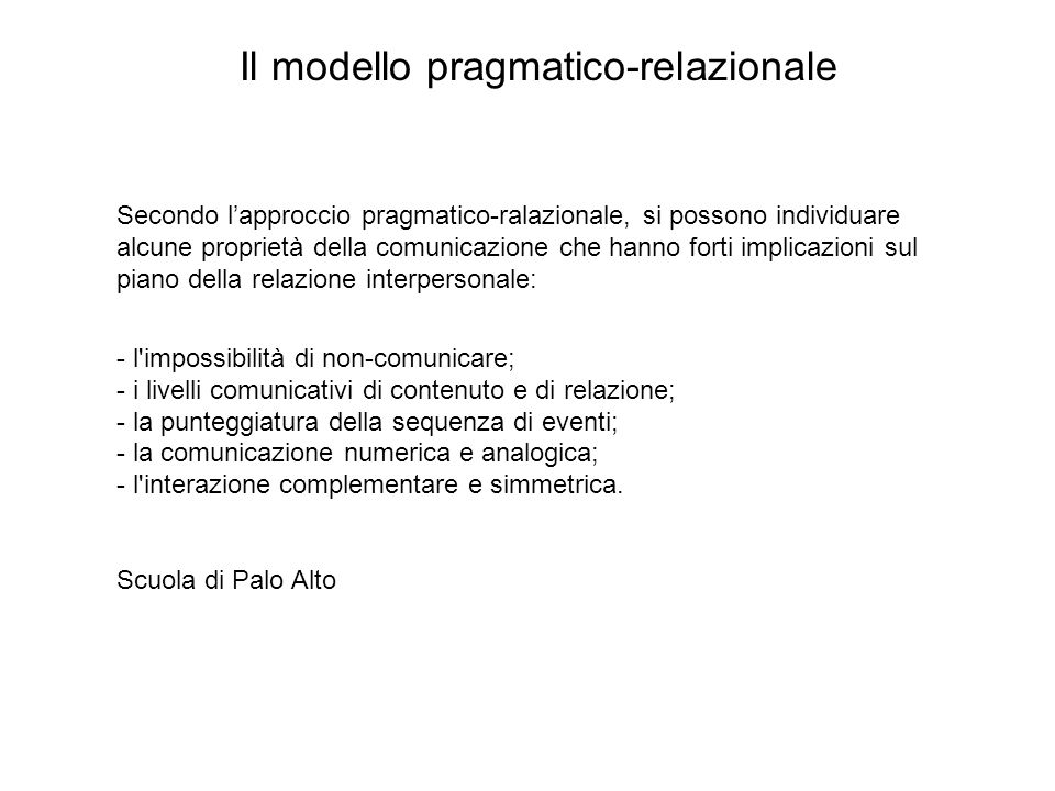 Il modello pragmatico-relazionale
