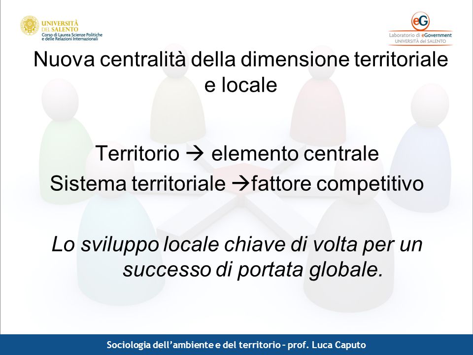 Nuova centralità della dimensione territoriale e locale