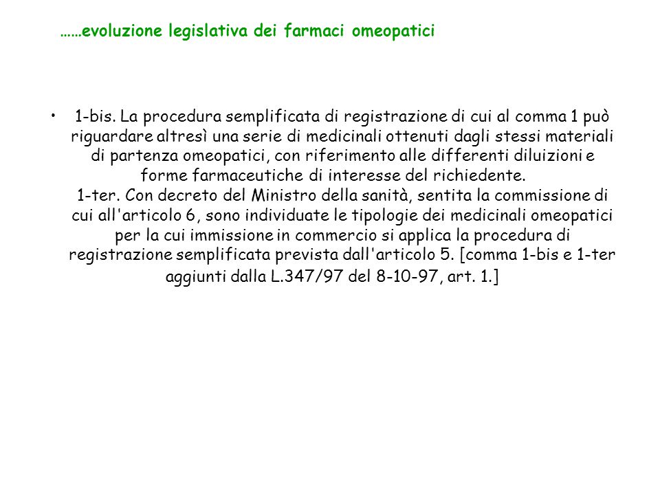 Farmaci omeopatici legislazione