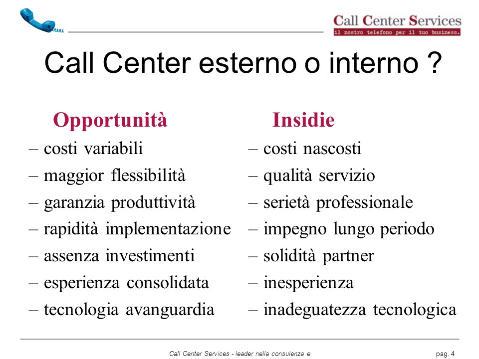 Call Center esterno o interno