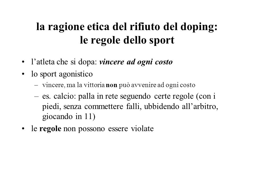 la ragione etica del rifiuto del doping: le regole dello sport