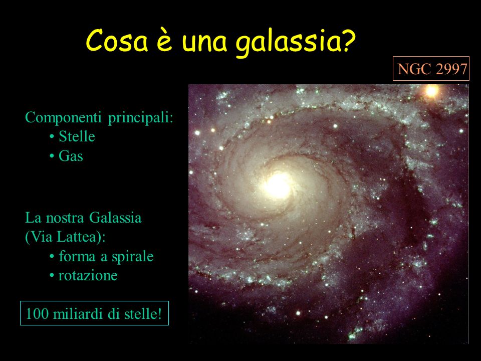 Cosa è una galassia NGC 2997 Componenti principali: Stelle Gas