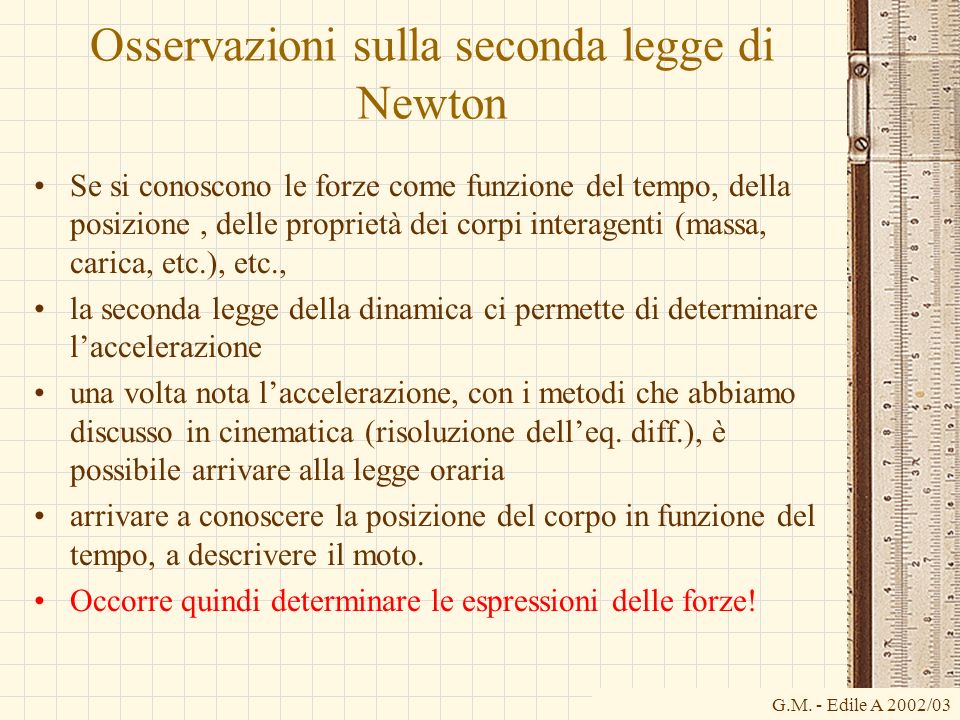 Osservazioni sulla seconda legge di Newton