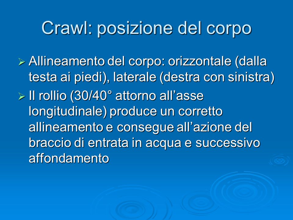 Crawl: posizione del corpo