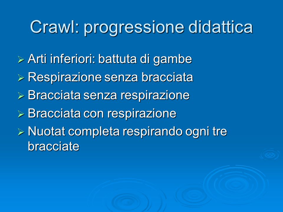 Crawl: progressione didattica