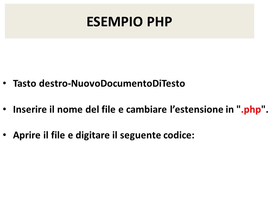 ESEMPIO PHP Tasto destro-NuovoDocumentoDiTesto