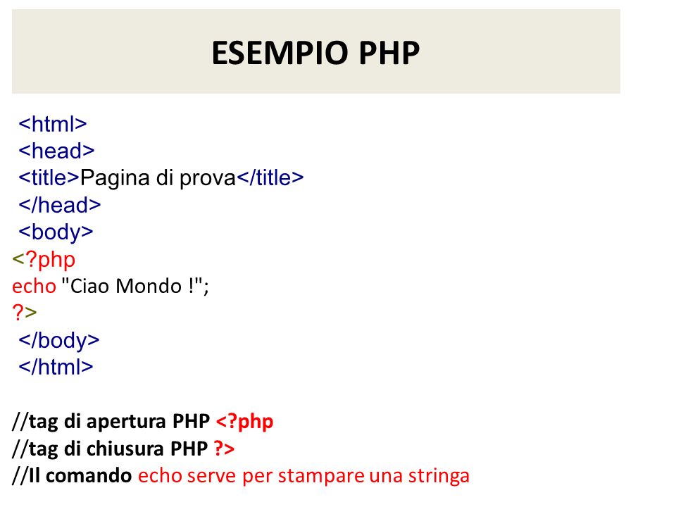 ESEMPIO PHP <html> <head>