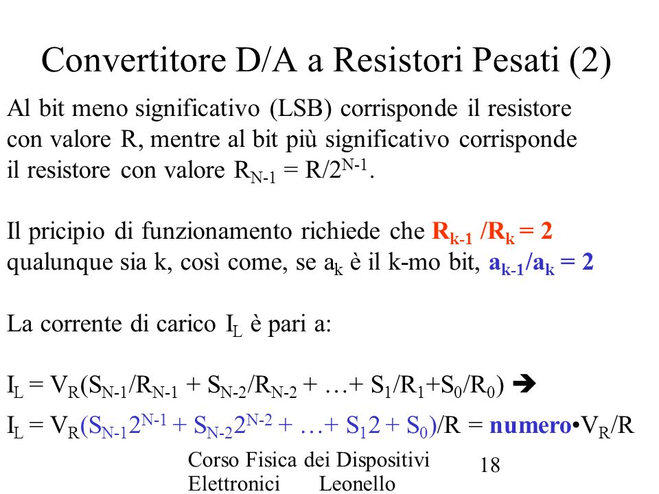 Convertitore D/A a Resistori Pesati (2)