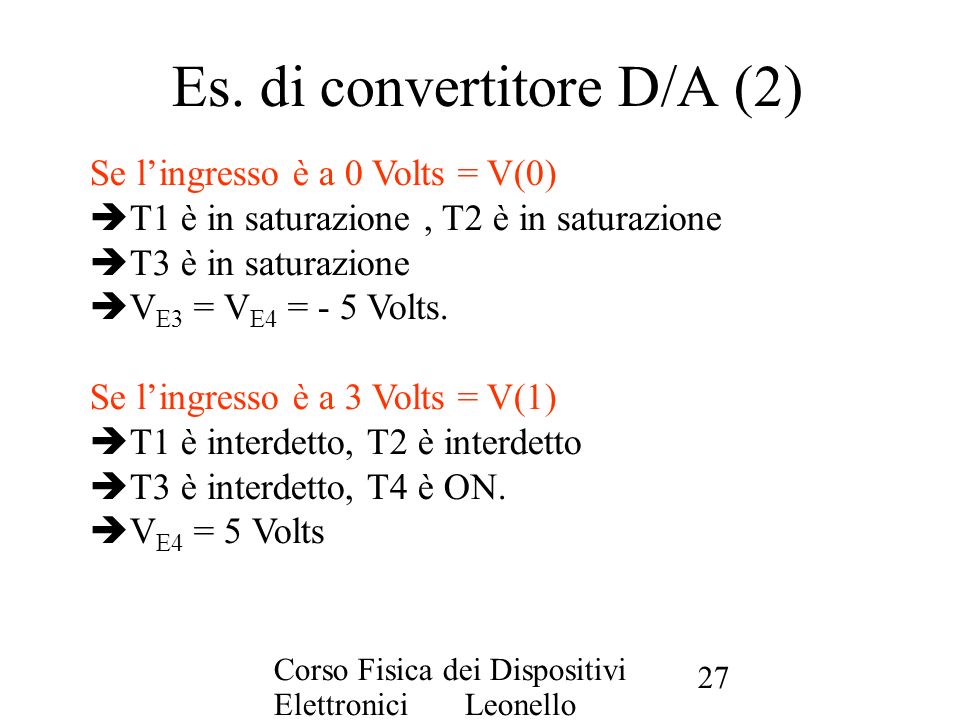 Es. di convertitore D/A (2)
