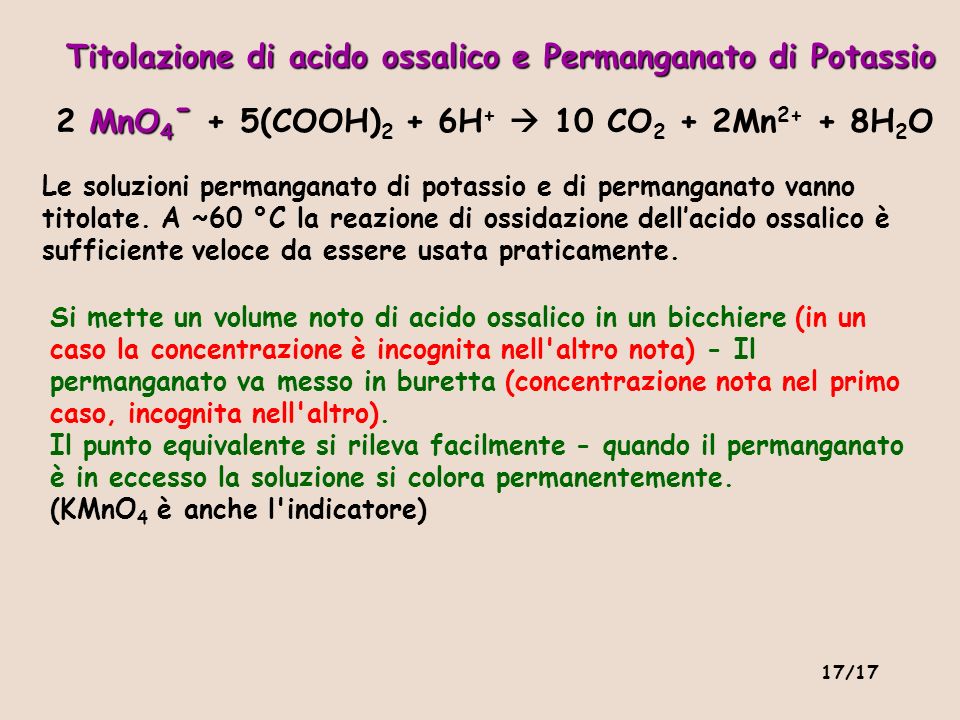 Titolazione di acido ossalico e Permanganato di Potassio