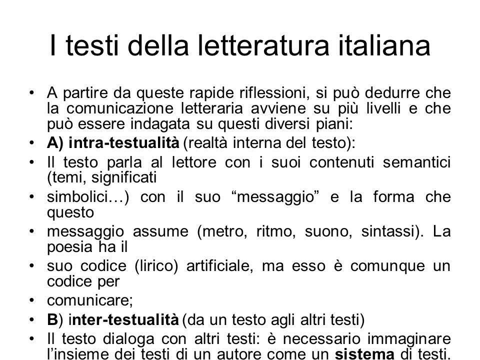 I testi della letteratura italiana