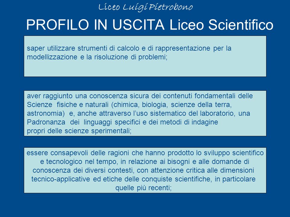 PROFILO IN USCITA Liceo Scientifico