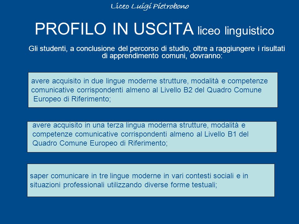 PROFILO IN USCITA liceo linguistico