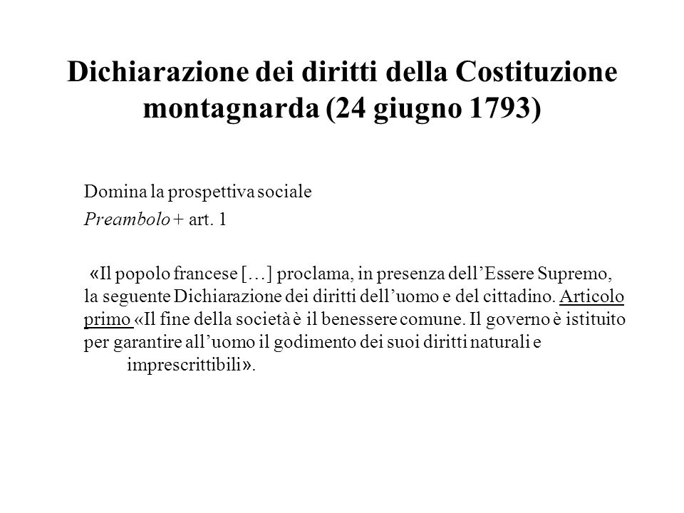 Dichiarazione dei diritti della Costituzione montagnarda (24 giugno 1793)