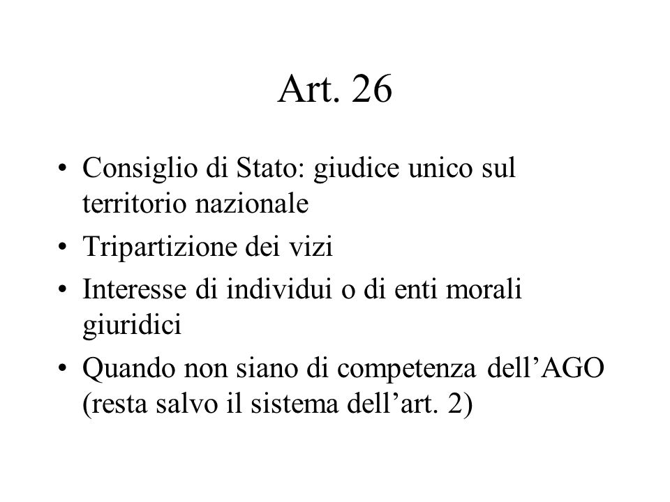 Art. 26 Consiglio di Stato: giudice unico sul territorio nazionale