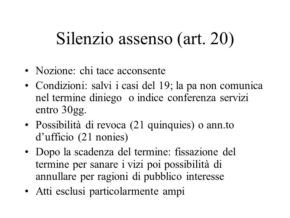Silenzio assenso (art. 20)