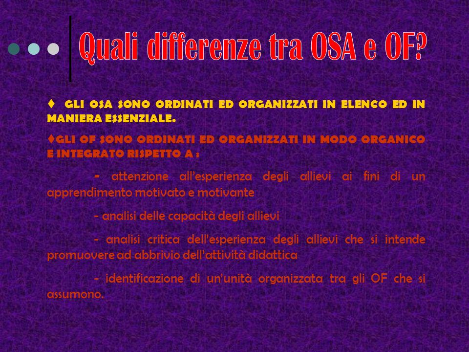 Quali differenze tra OSA e OF