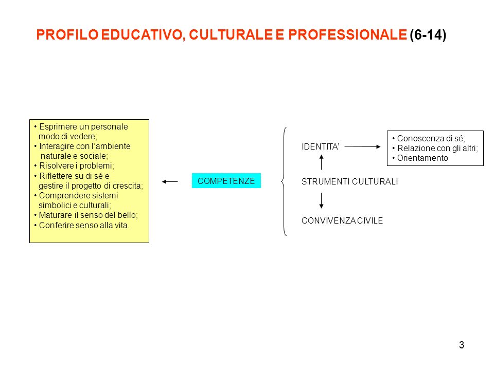 PROFILO EDUCATIVO, CULTURALE E PROFESSIONALE (6-14)