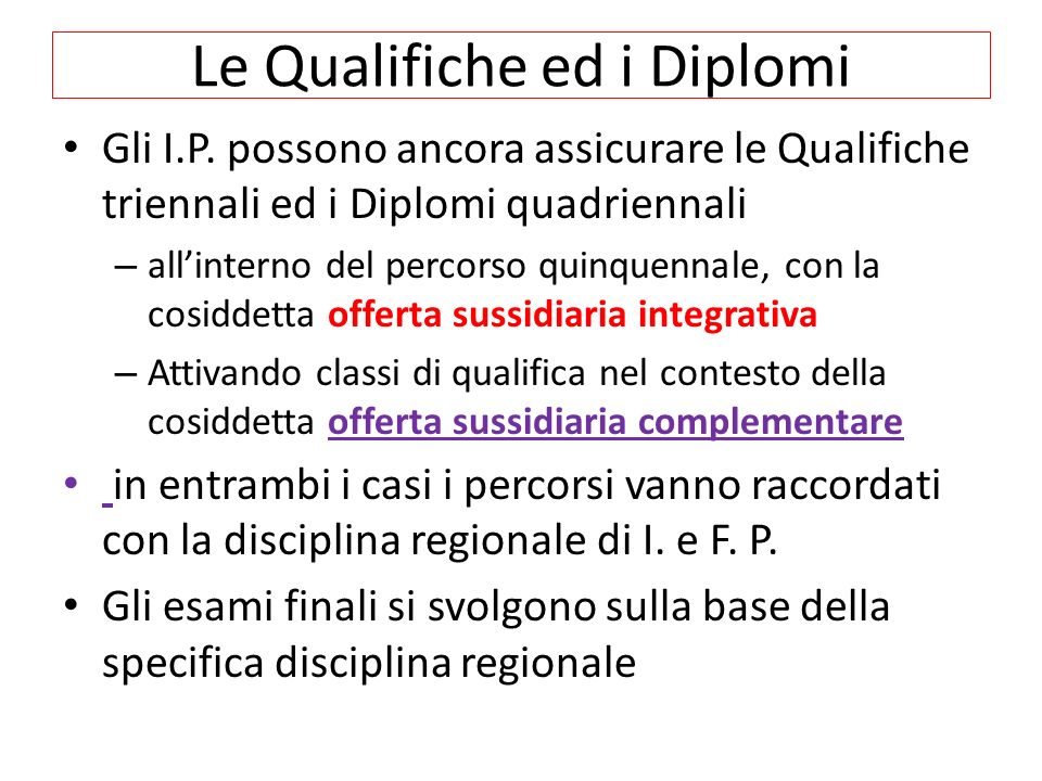 Le Qualifiche ed i Diplomi