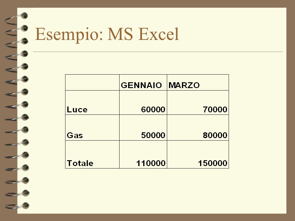 Esempio: MS Excel