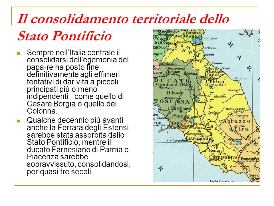 Il consolidamento territoriale dello Stato Pontificio