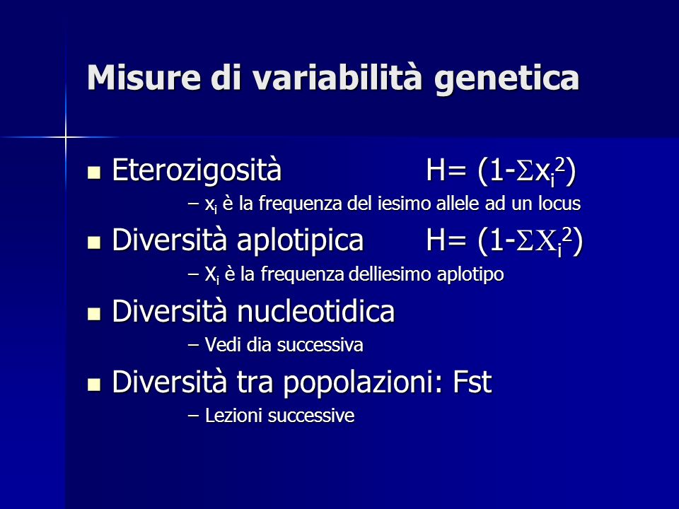 Misure di variabilità genetica
