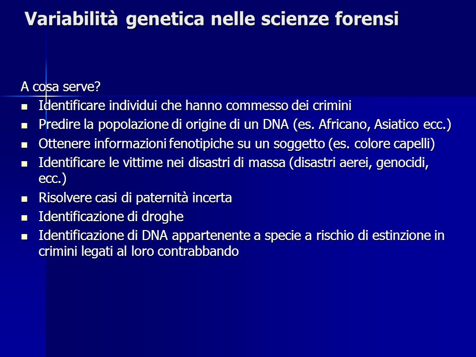 Variabilità genetica nelle scienze forensi