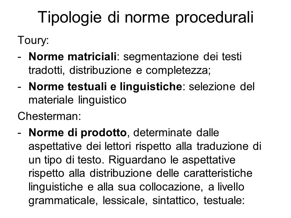 Tipologie di norme procedurali