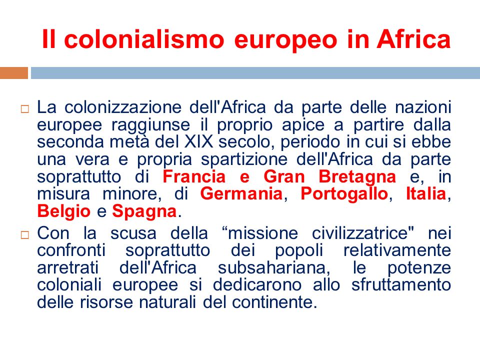 Il colonialismo europeo in Africa