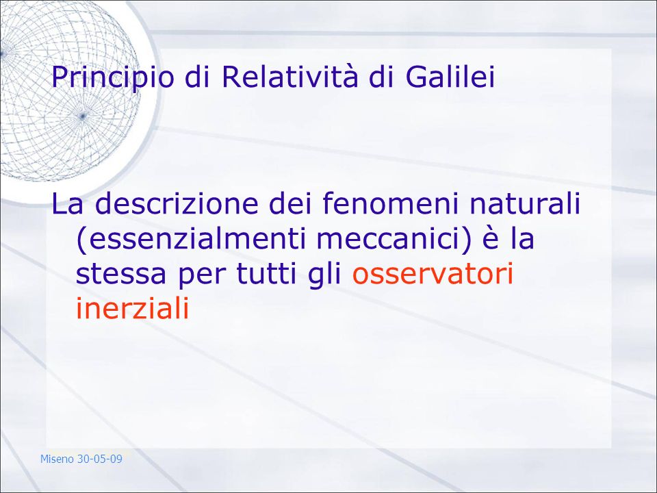 Principio di Relatività di Galilei