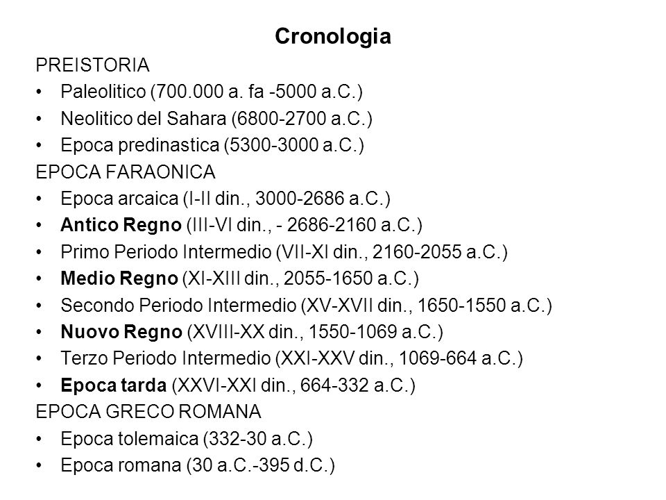 Cronologia PREISTORIA Paleolitico ( a. fa a.C.)