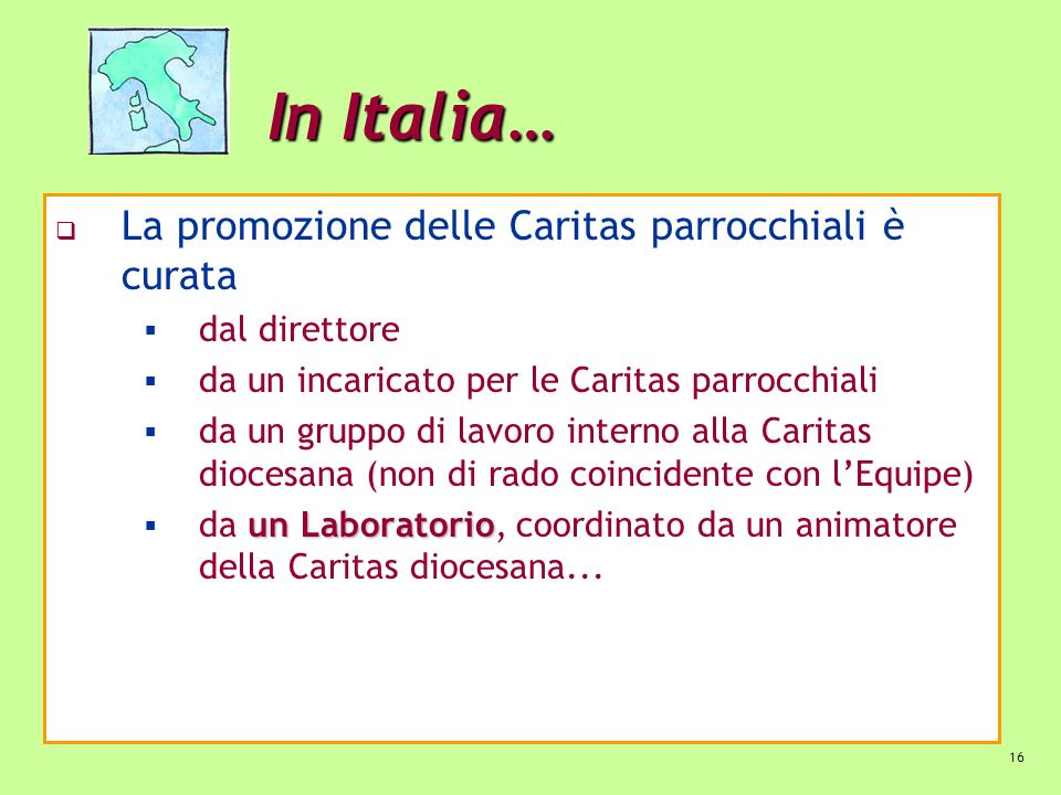 In Italia… La promozione delle Caritas parrocchiali è curata
