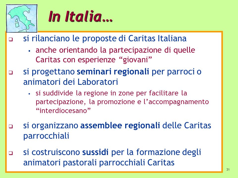 In Italia… si rilanciano le proposte di Caritas Italiana
