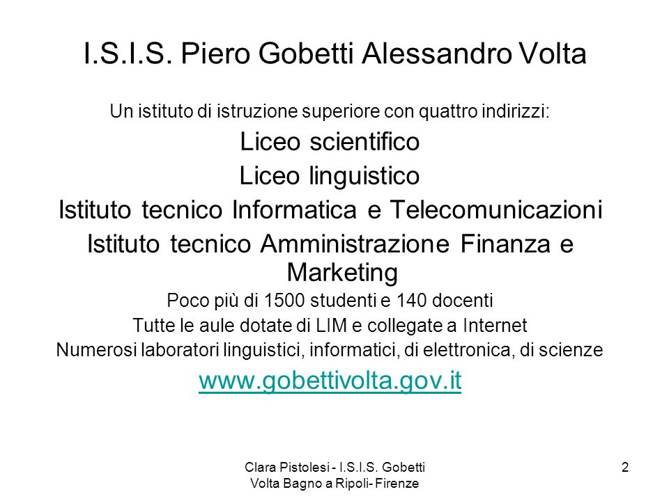I.S.I.S. Piero Gobetti Alessandro Volta