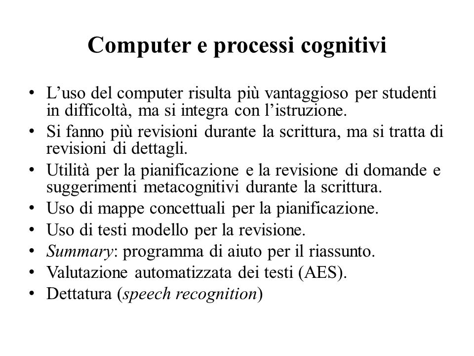 Computer e processi cognitivi