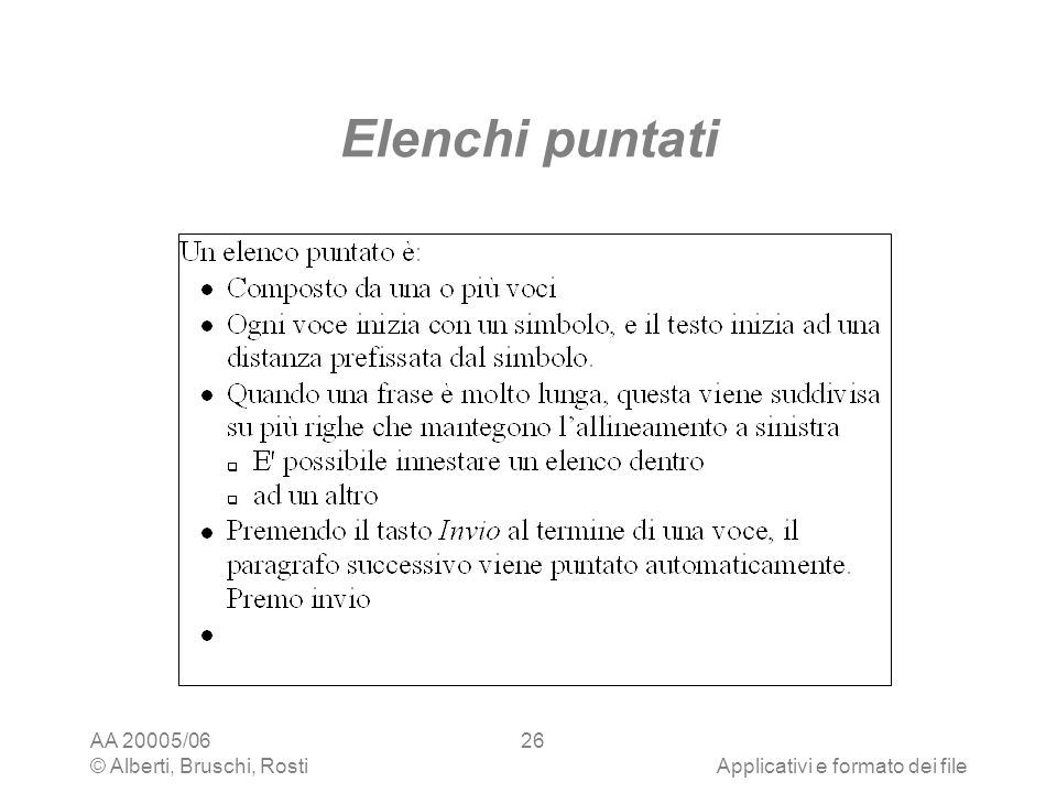 Elenchi puntati AA 20005/06 © Alberti, Bruschi, Rosti