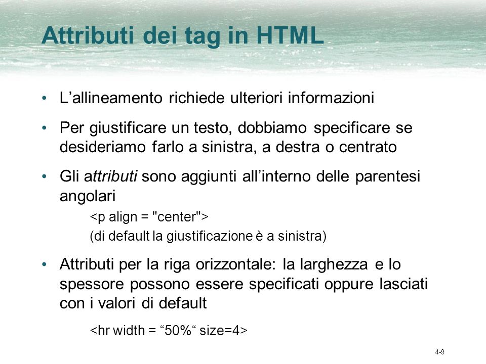 Attributi dei tag in HTML