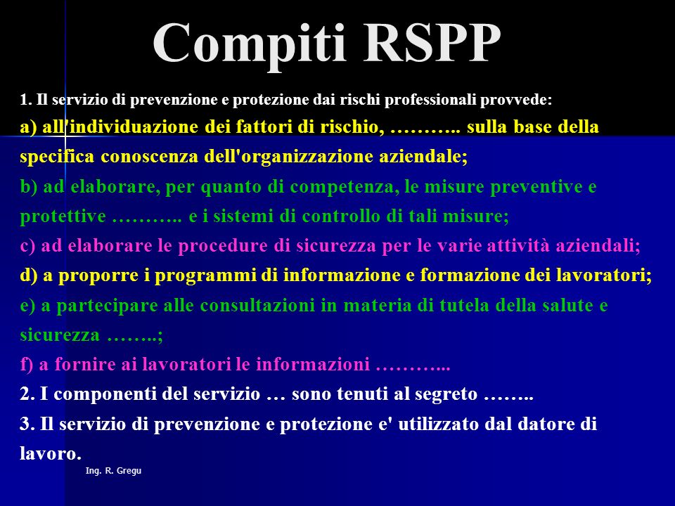 Compiti RSPP