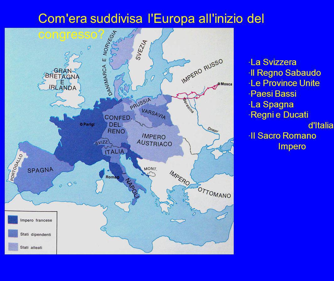 Com era suddivisa l Europa all inizio del congresso