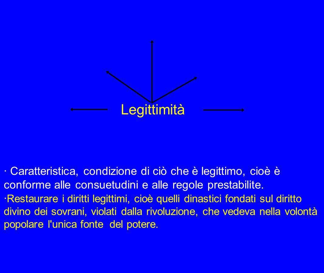 Legittimità · Caratteristica, condizione di ciò che è legittimo, cioè è conforme alle consuetudini e alle regole prestabilite.