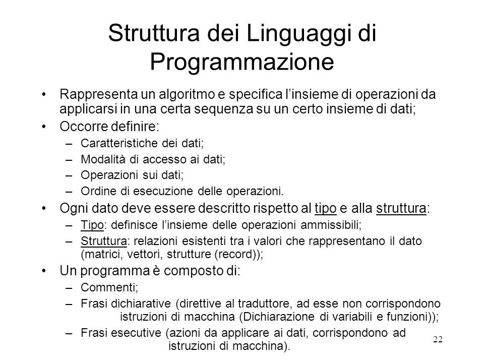 Struttura dei Linguaggi di Programmazione